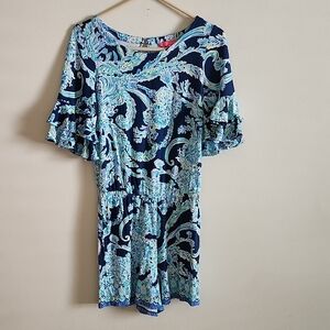 Lilly Pulitzer Vibrant Blue Romper Womens Small Tropical Resortwear